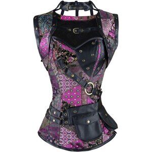 Women First Multi colored Steampunk Vintage Spiral Steel Boned Corset Bustier